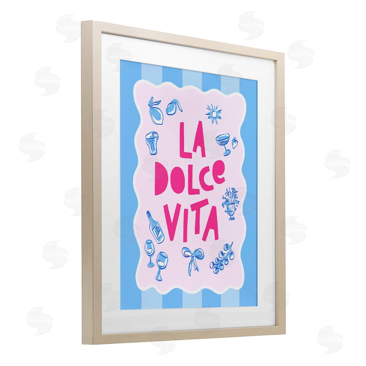 Dominique Vari La Dolce Vita Blue Pink Canvas Wall Art Print