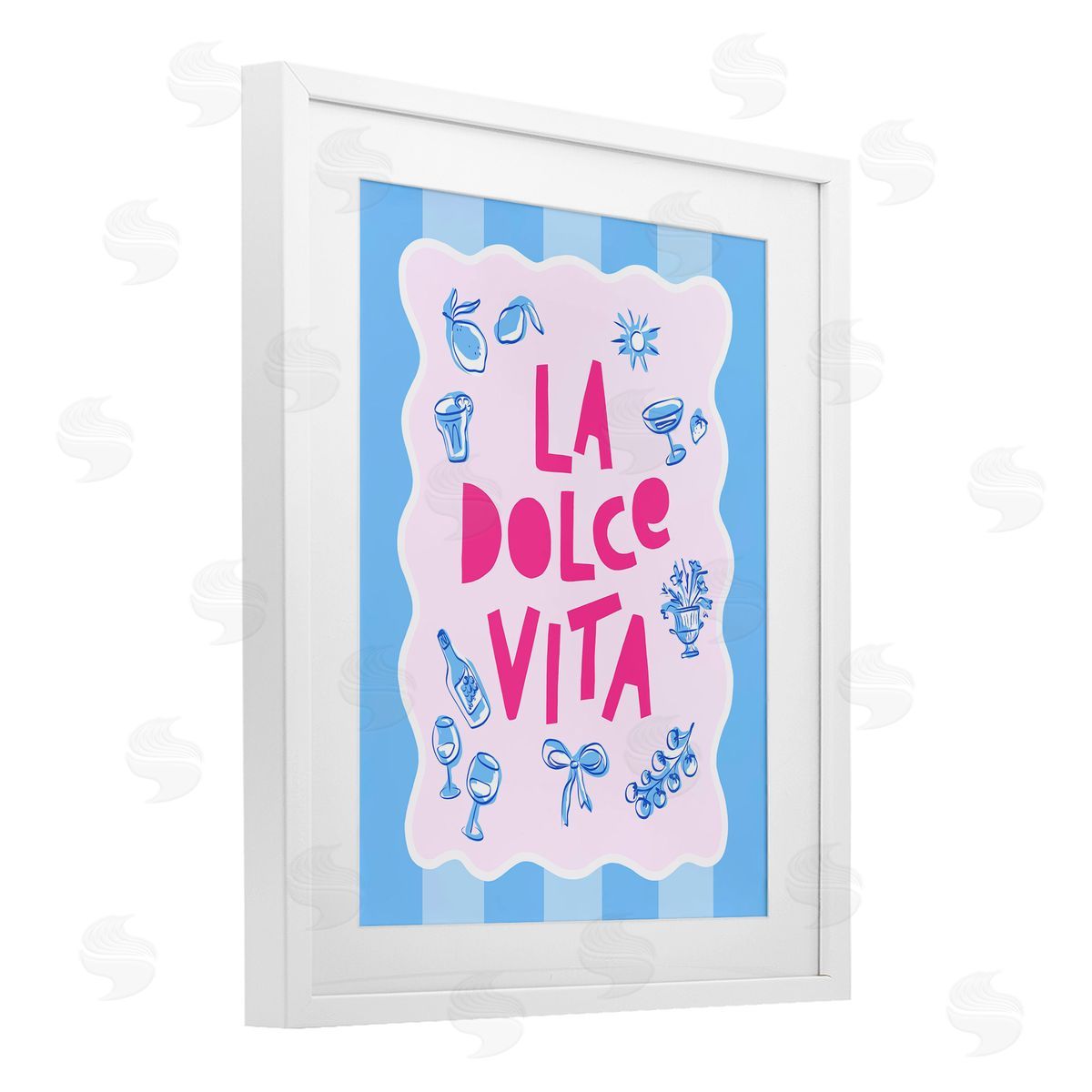 Dominique Vari La Dolce Vita Blue Pink Canvas Wall Art Print