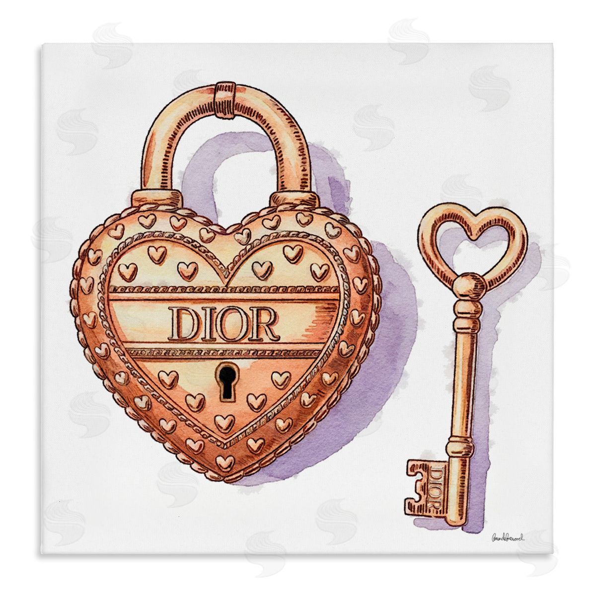 Amanda Greenwood Glam Lock and Key Canvas Wall Art Print