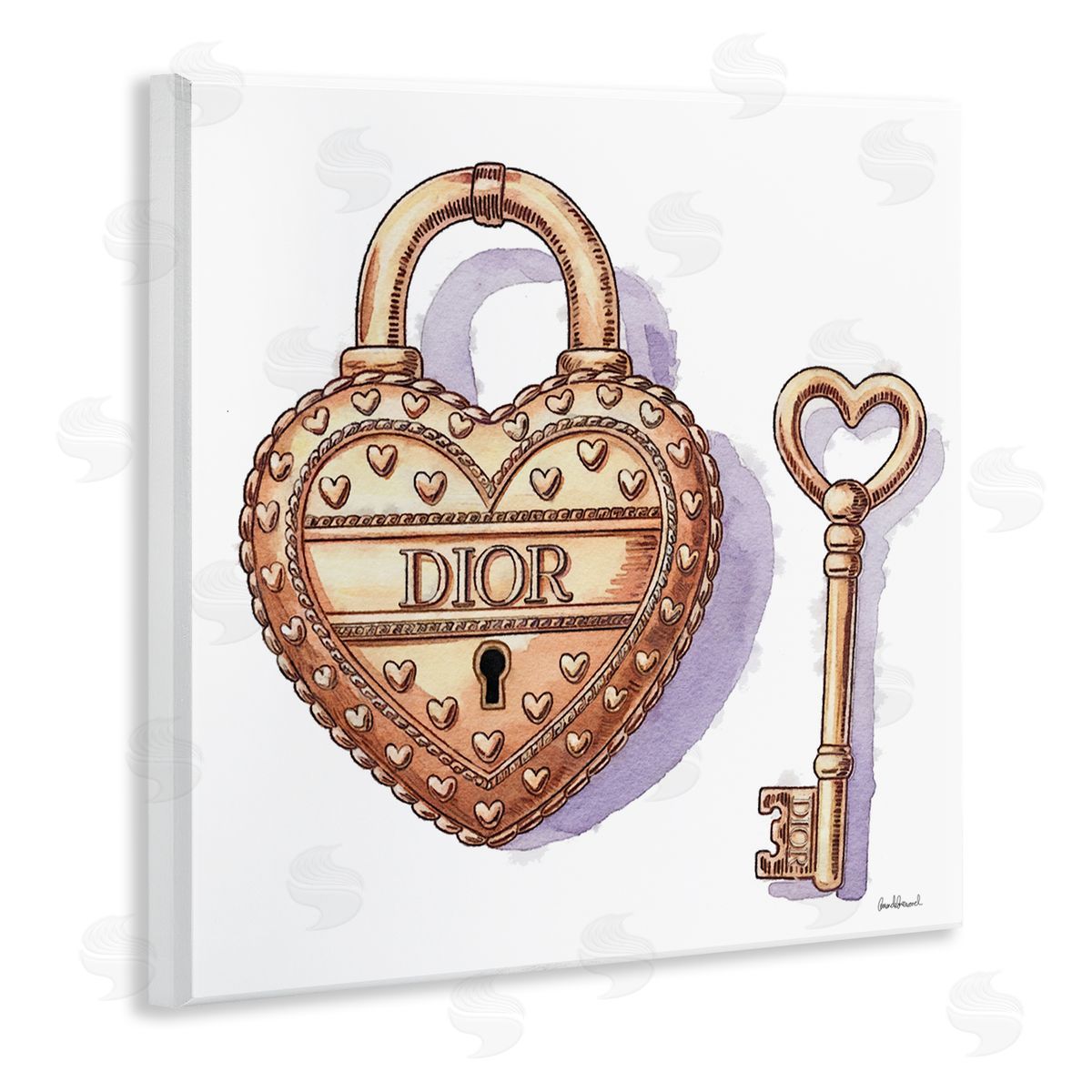 Amanda Greenwood Glam Lock and Key Canvas Wall Art Print