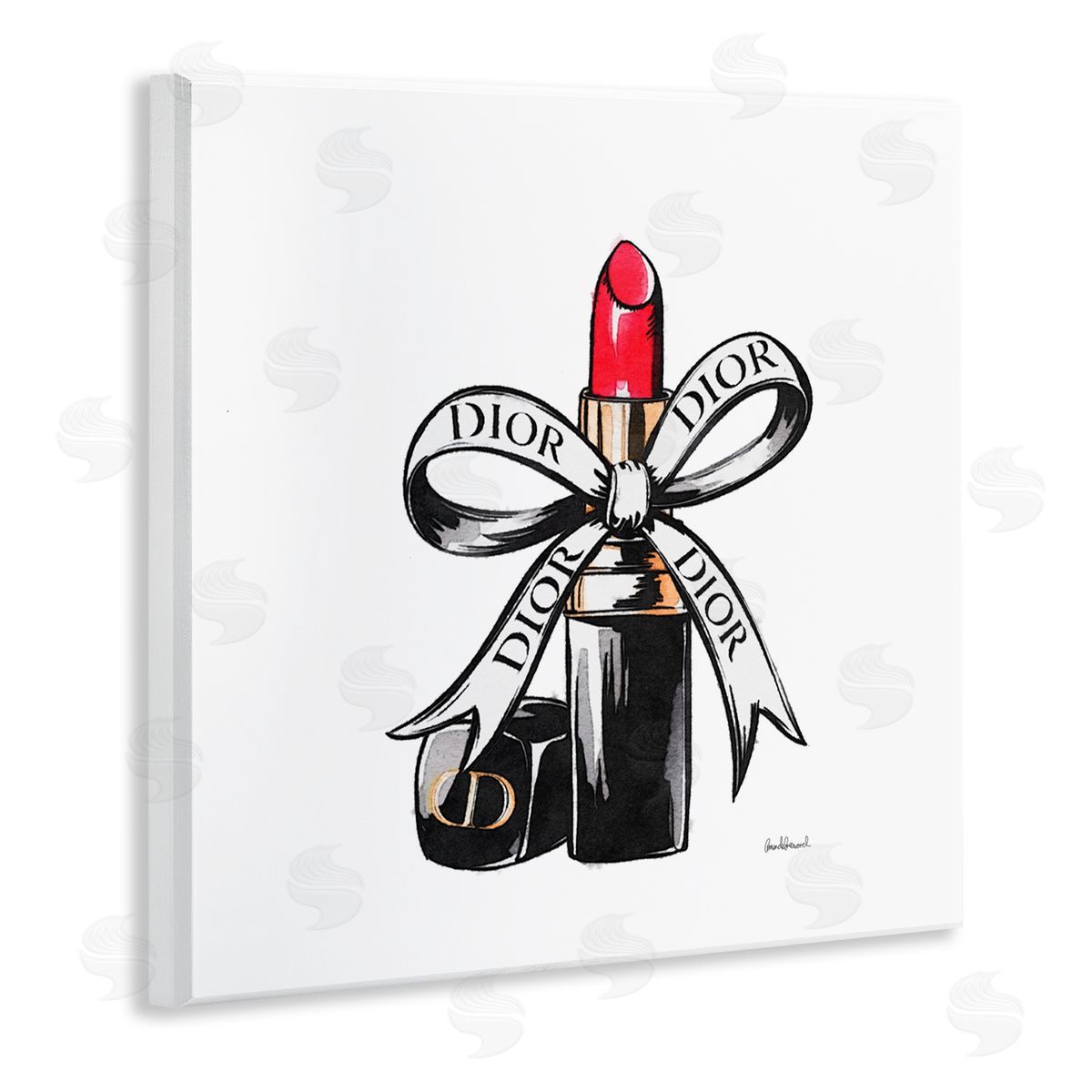 Amanda Greenwood Luxury Lipstick Ribbon Canvas Wall Art Print