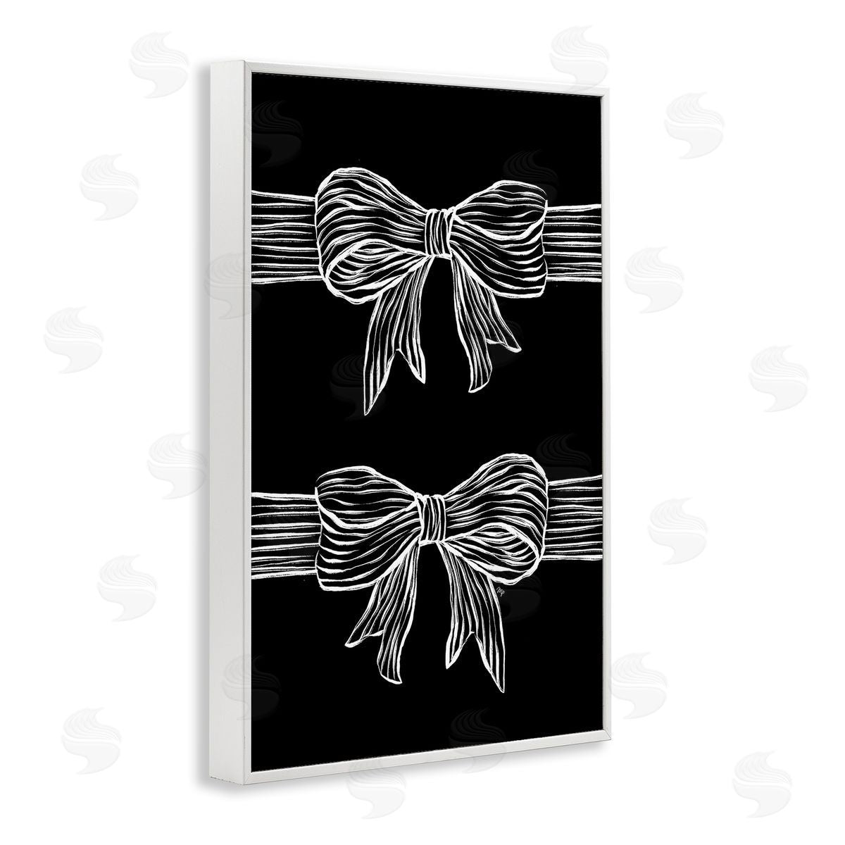 Martina Pavlova White Bows on Black Canvas Wall Art Print