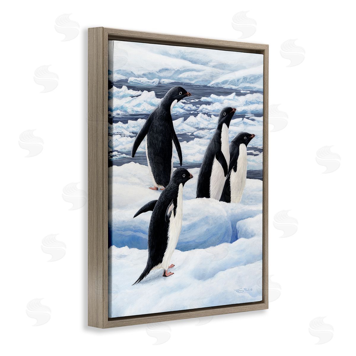 Jeremy Paul Adelie Penguins on Ice Canvas Wall Art Print
