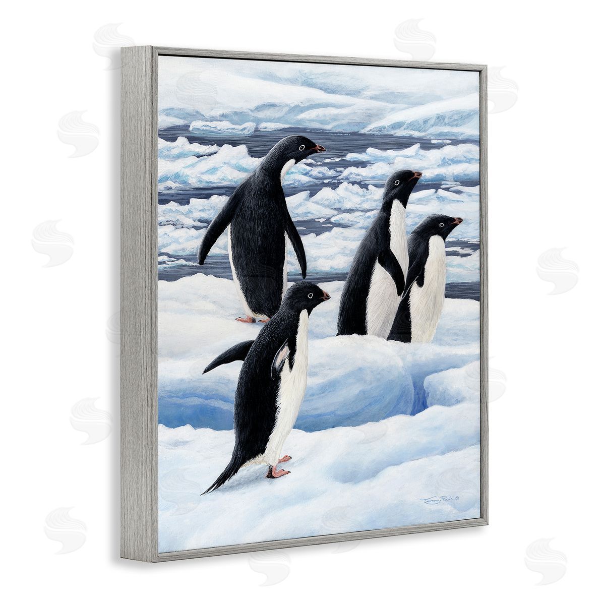 Jeremy Paul Adelie Penguins on Ice Canvas Wall Art Print