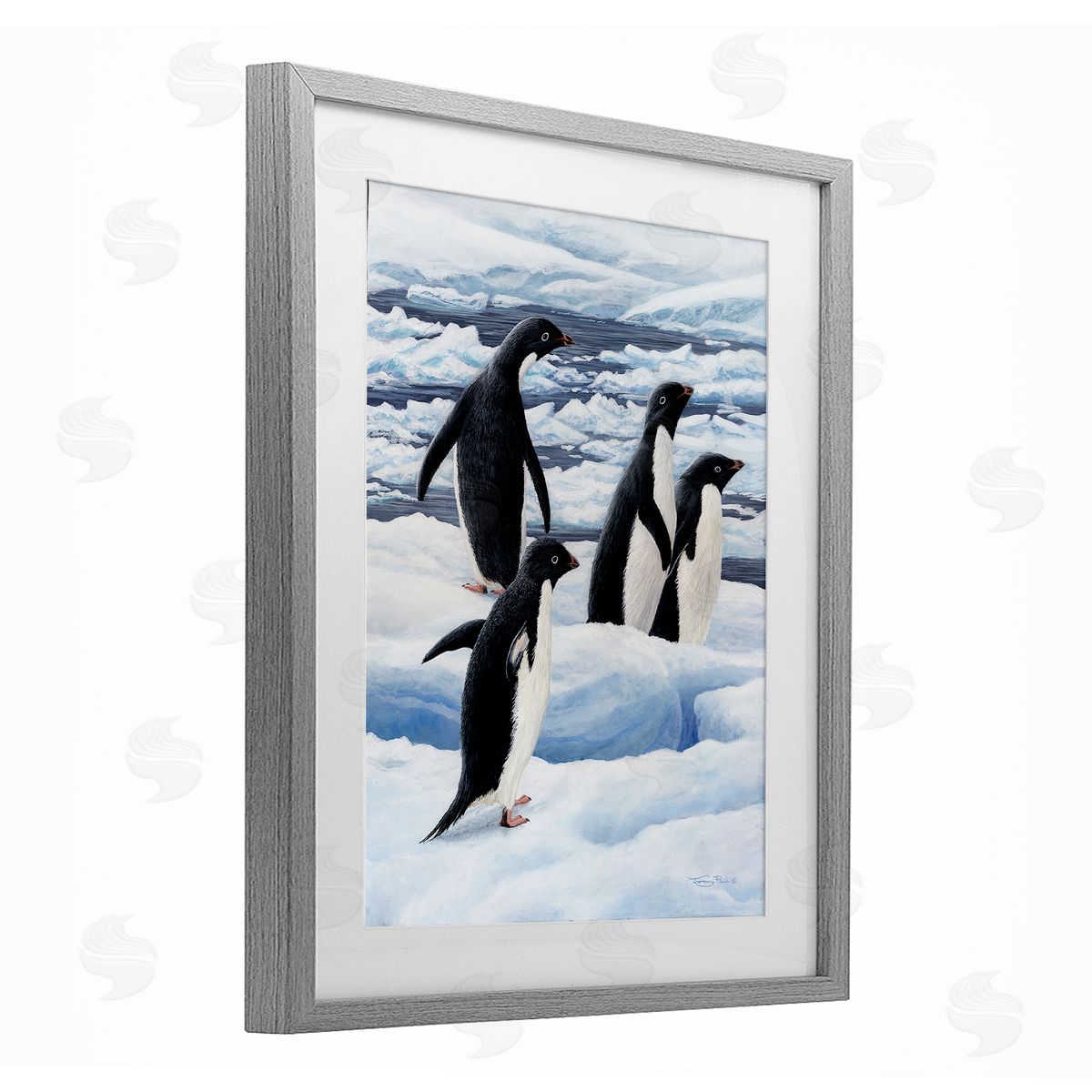 Jeremy Paul Adelie Penguins on Ice Canvas Wall Art Print