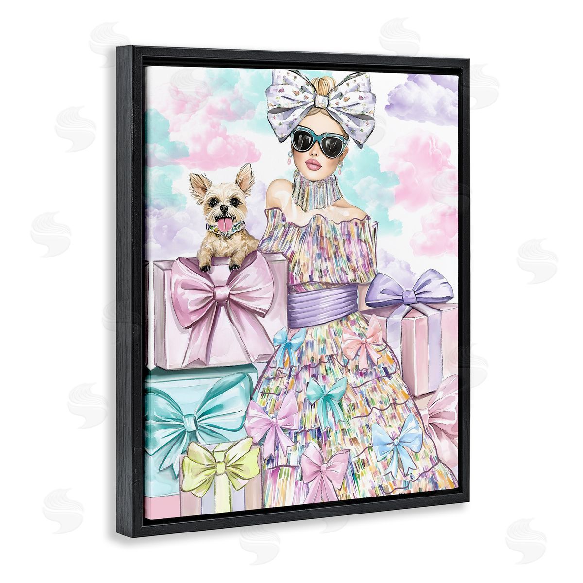 Jess Stempel Fashion Ribbon Female & Pup Canvas Wall Art Print