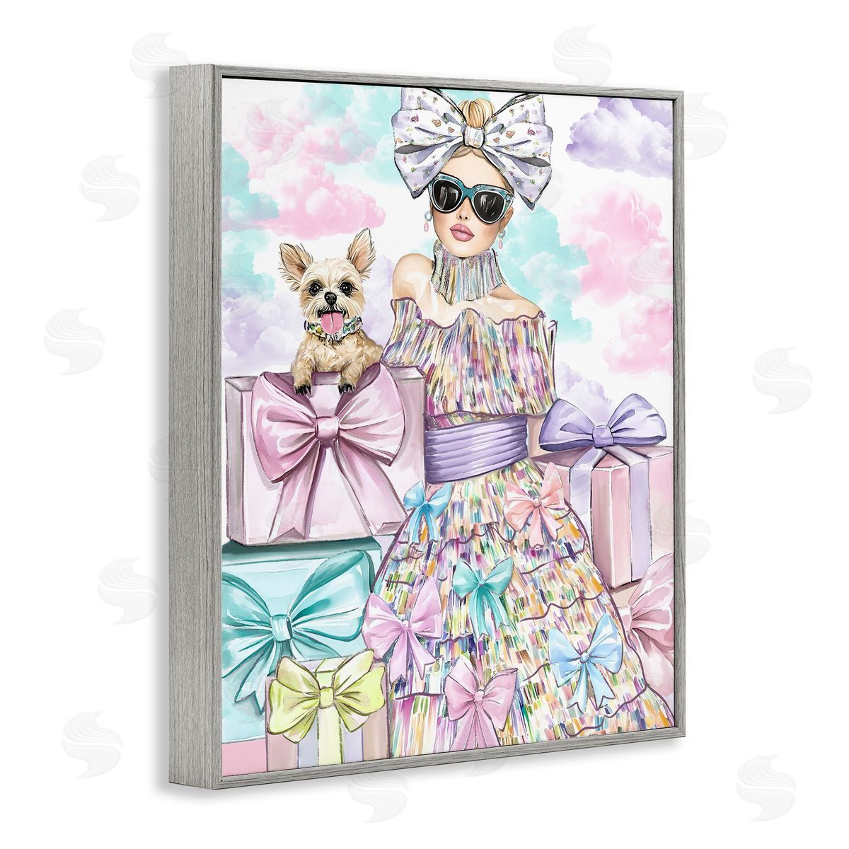 Jess Stempel Fashion Ribbon Female & Pup Canvas Wall Art Print