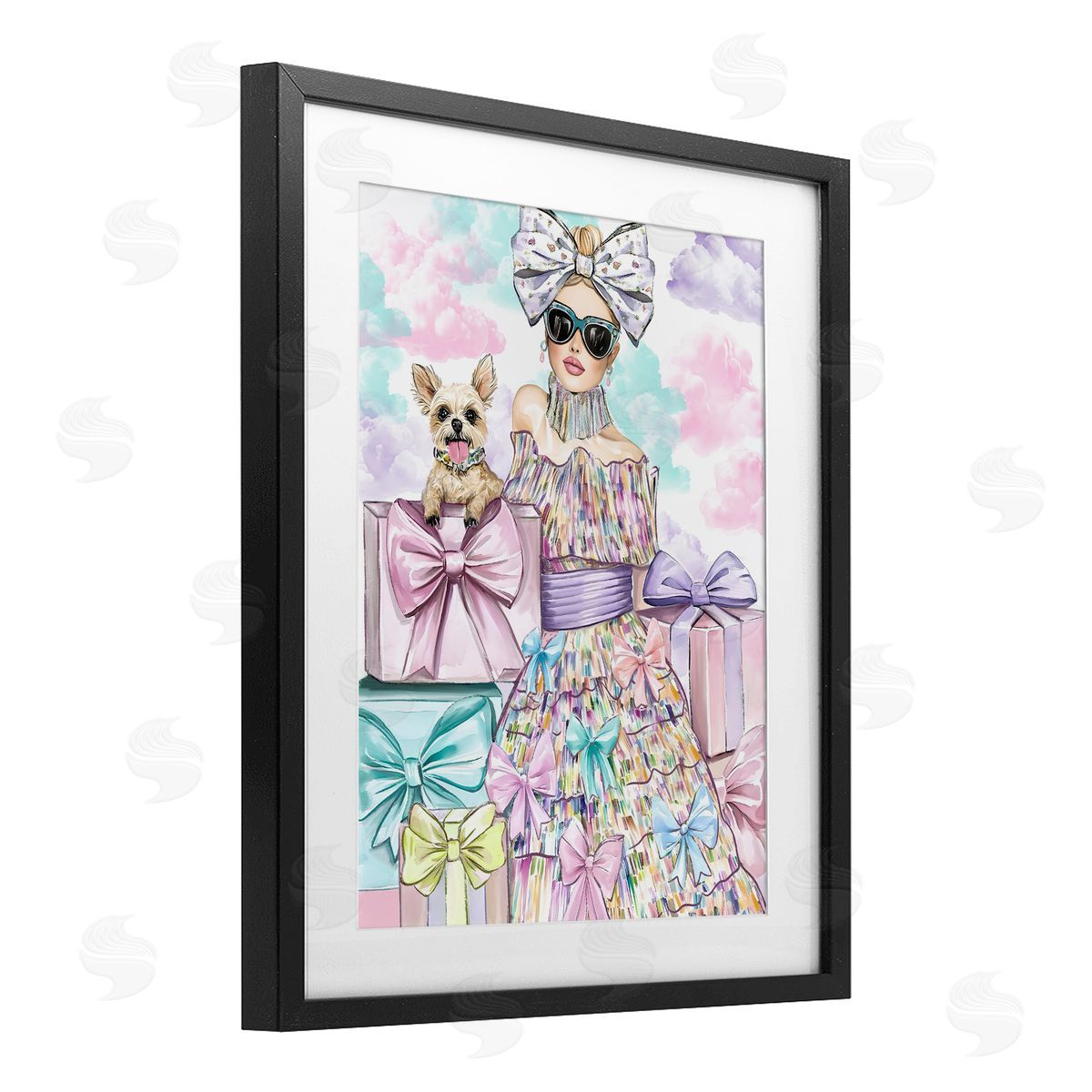 Jess Stempel Fashion Ribbon Female & Pup Canvas Wall Art Print