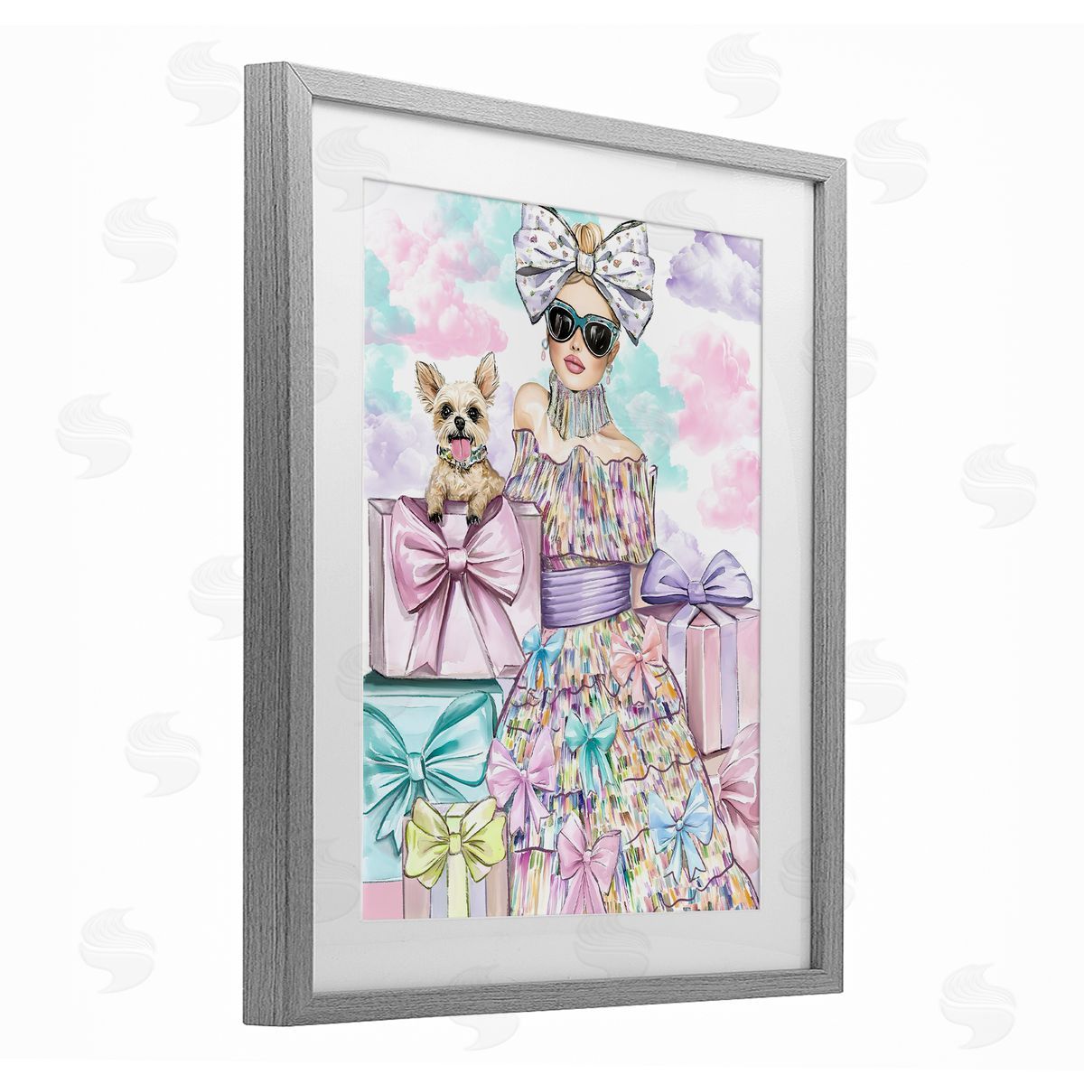 Jess Stempel Fashion Ribbon Female & Pup Canvas Wall Art Print