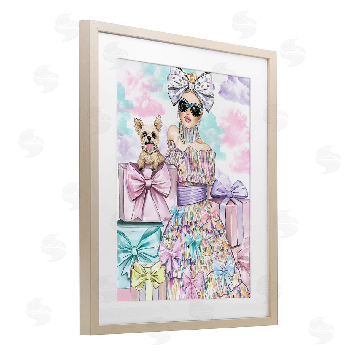Jess Stempel Fashion Ribbon Female & Pup Canvas Wall Art Print