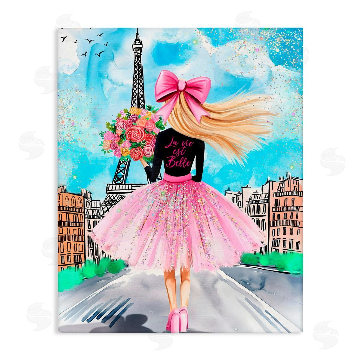 Jess Stempel Parisian Fashionista & Bouquet Canvas Wall Art Print