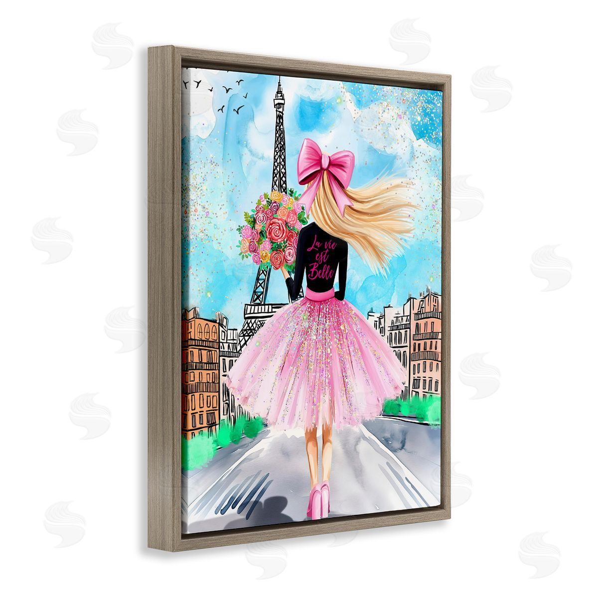 Jess Stempel Parisian Fashionista & Bouquet Canvas Wall Art Print