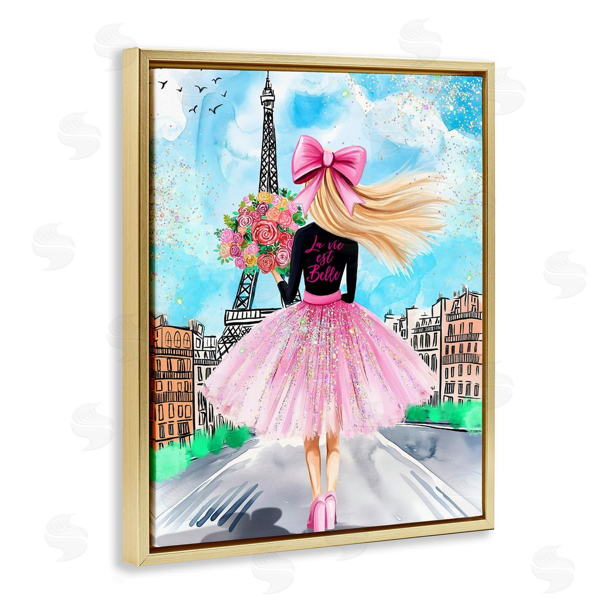 Jess Stempel Parisian Fashionista & Bouquet Canvas Wall Art Print