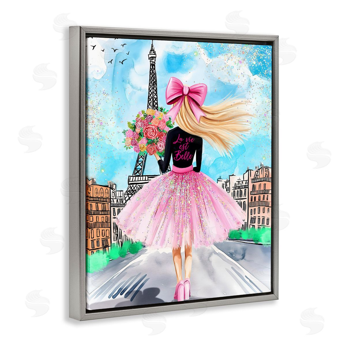 Jess Stempel Parisian Fashionista & Bouquet Canvas Wall Art Print