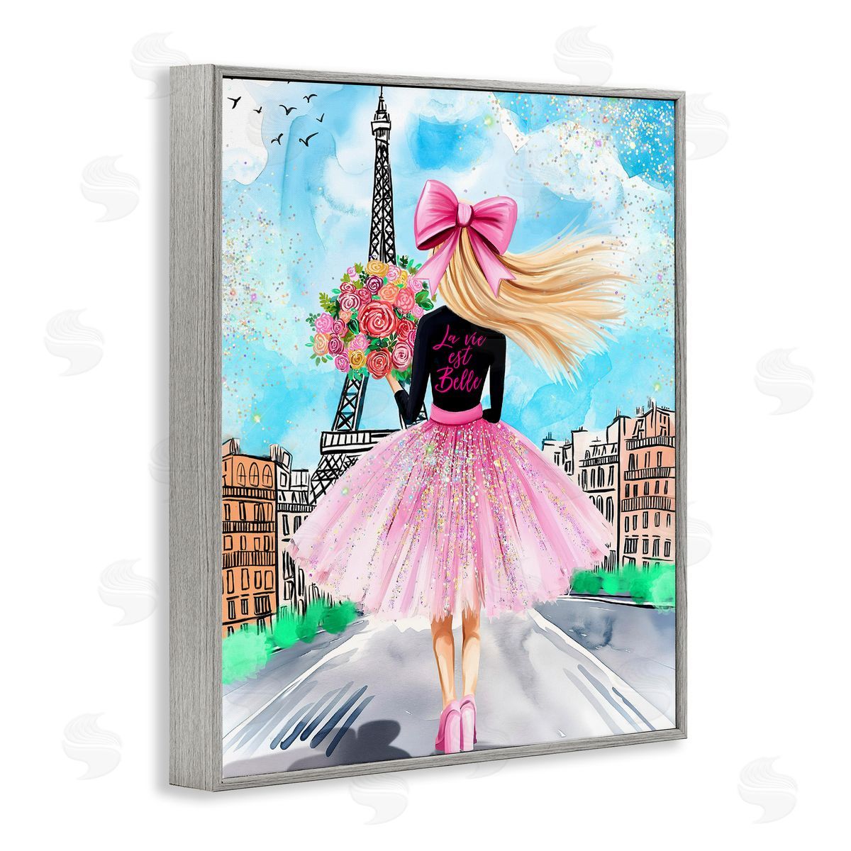 Jess Stempel Parisian Fashionista & Bouquet Canvas Wall Art Print