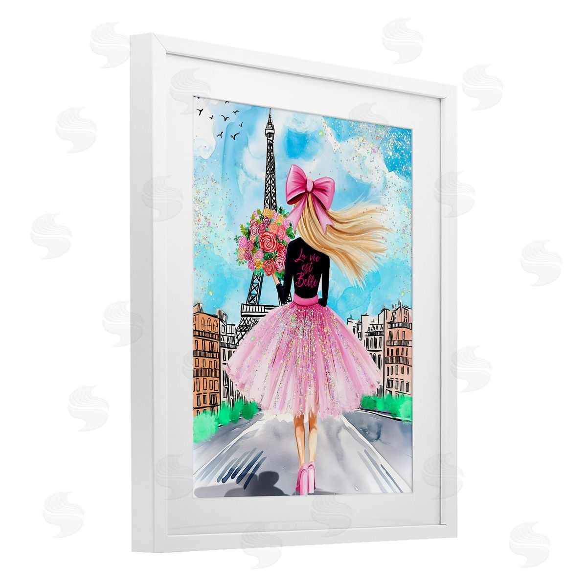 Jess Stempel Parisian Fashionista & Bouquet Canvas Wall Art Print
