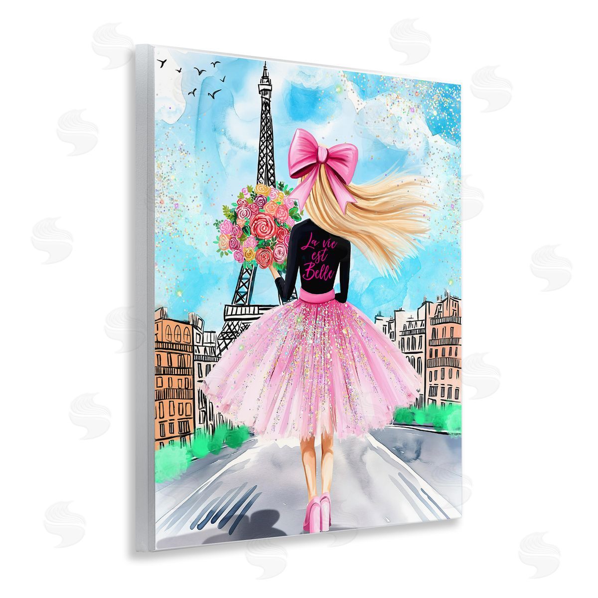 Jess Stempel Parisian Fashionista & Bouquet Canvas Wall Art Print