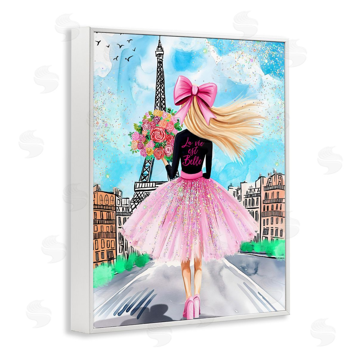 Jess Stempel Parisian Fashionista & Bouquet Canvas Wall Art Print