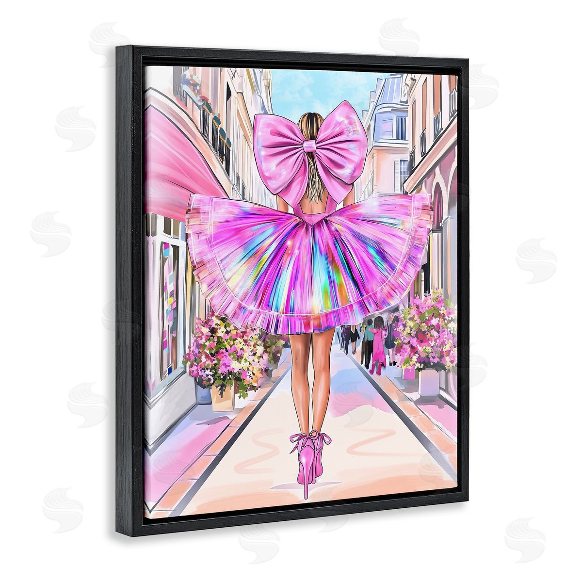 Jess Stempel Prismatic Pink Bow & Dress Canvas Wall Art Print