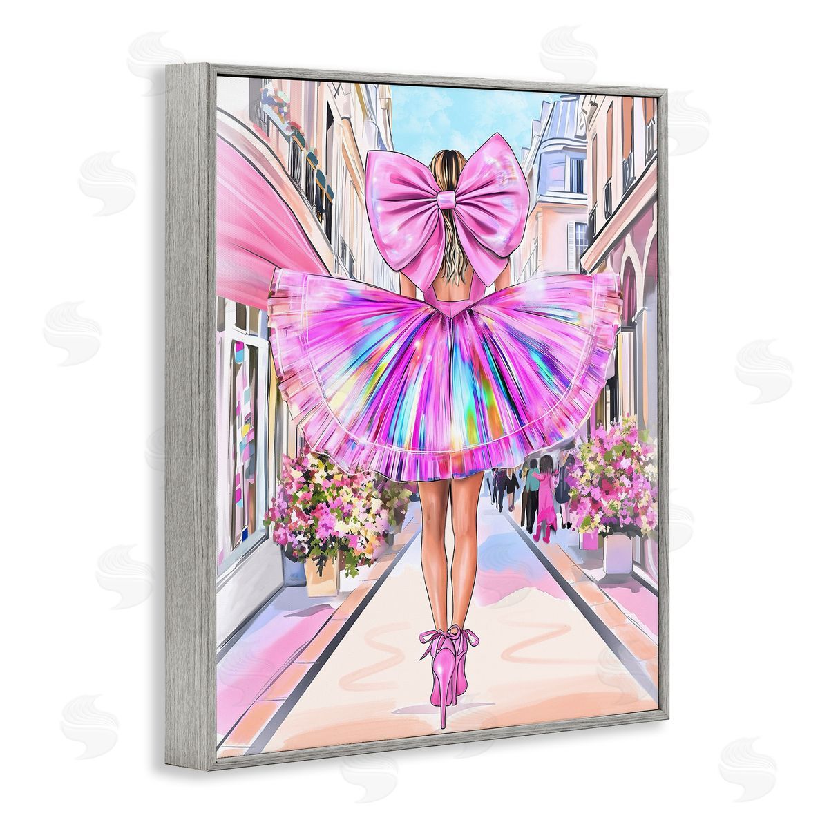 Jess Stempel Prismatic Pink Bow & Dress Canvas Wall Art Print