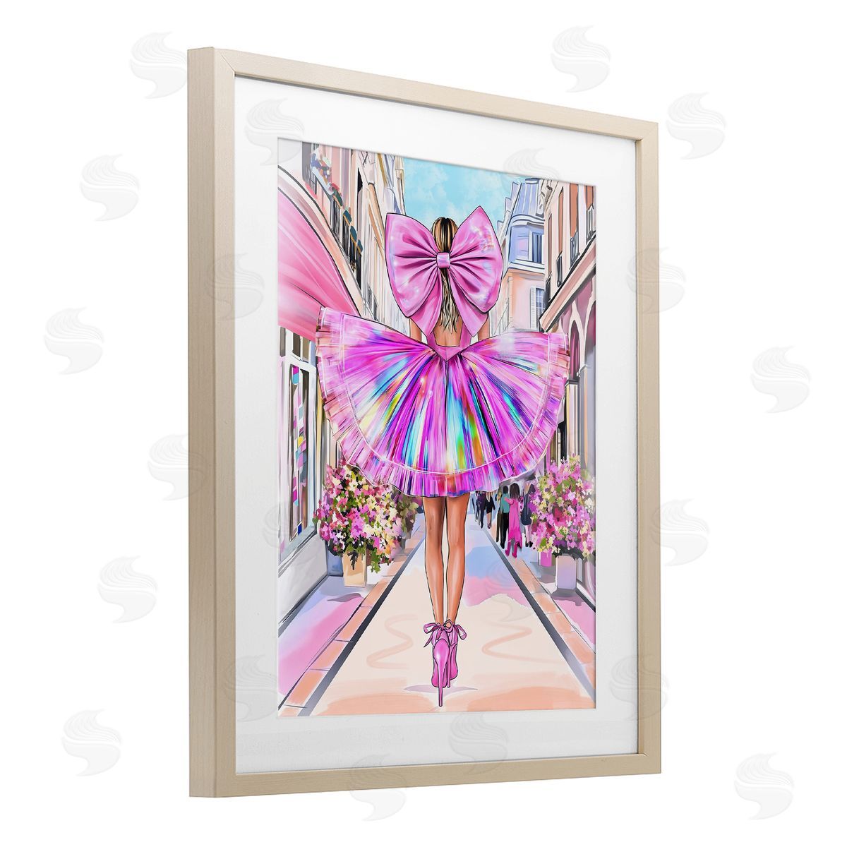 Jess Stempel Prismatic Pink Bow & Dress Canvas Wall Art Print