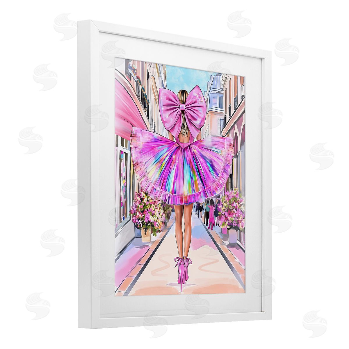 Jess Stempel Prismatic Pink Bow & Dress Canvas Wall Art Print