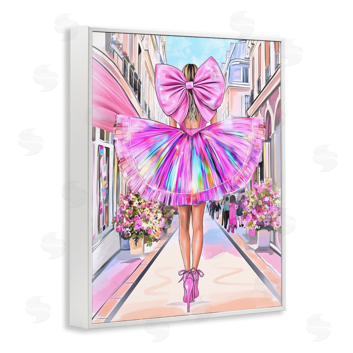 Jess Stempel Prismatic Pink Bow & Dress Canvas Wall Art Print