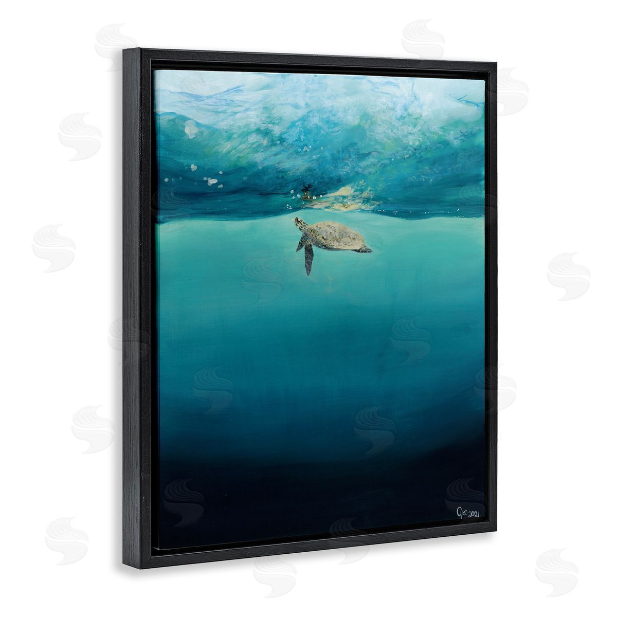 Georgie Harrison Turtle Beneath Surface Canvas Wall Art Print