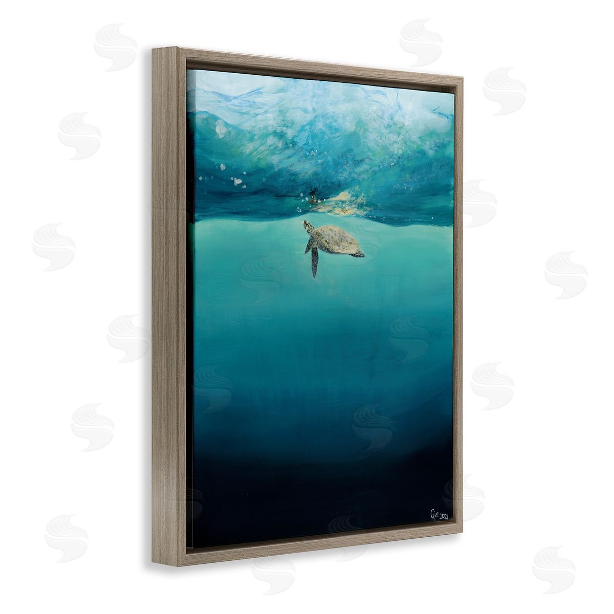 Georgie Harrison Turtle Beneath Surface Canvas Wall Art Print