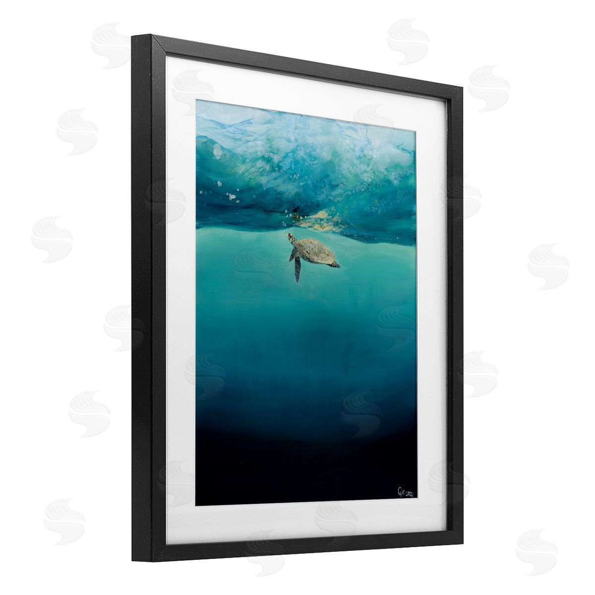 Georgie Harrison Turtle Beneath Surface Canvas Wall Art Print