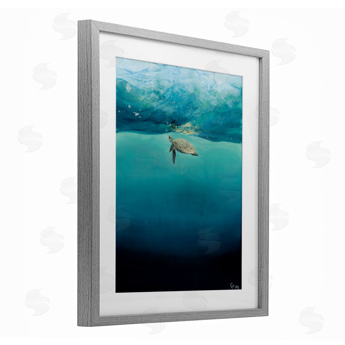 Georgie Harrison Turtle Beneath Surface Canvas Wall Art Print