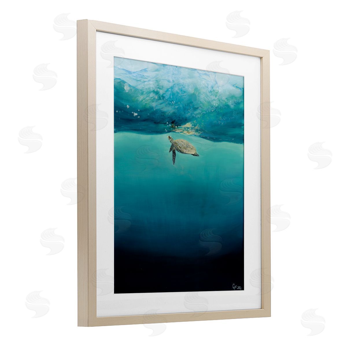 Georgie Harrison Turtle Beneath Surface Canvas Wall Art Print