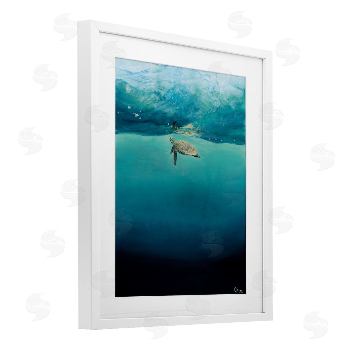 Georgie Harrison Turtle Beneath Surface Canvas Wall Art Print