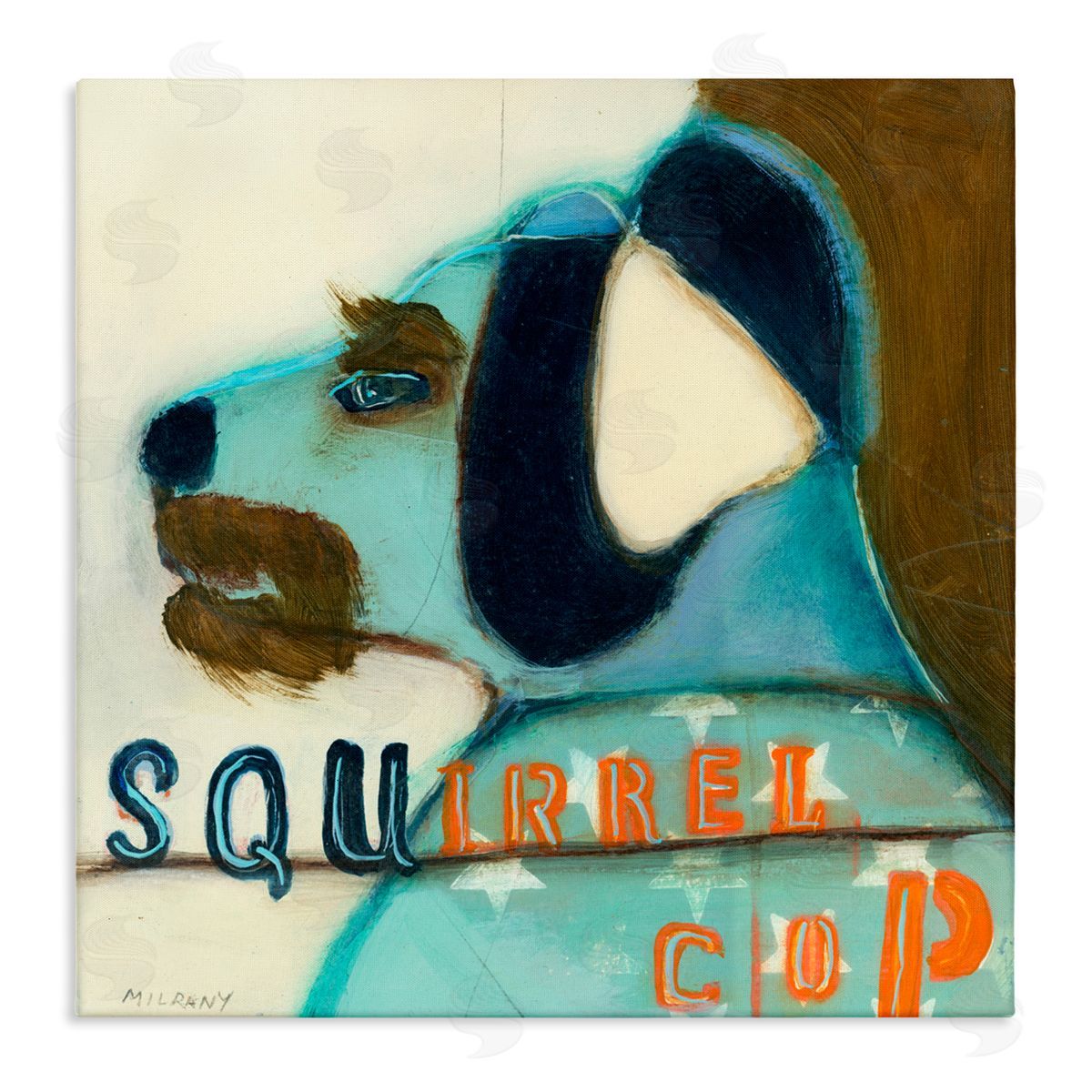 Stacy Milrany Squirrel Cop Dog Humor Canvas Wall Art Print