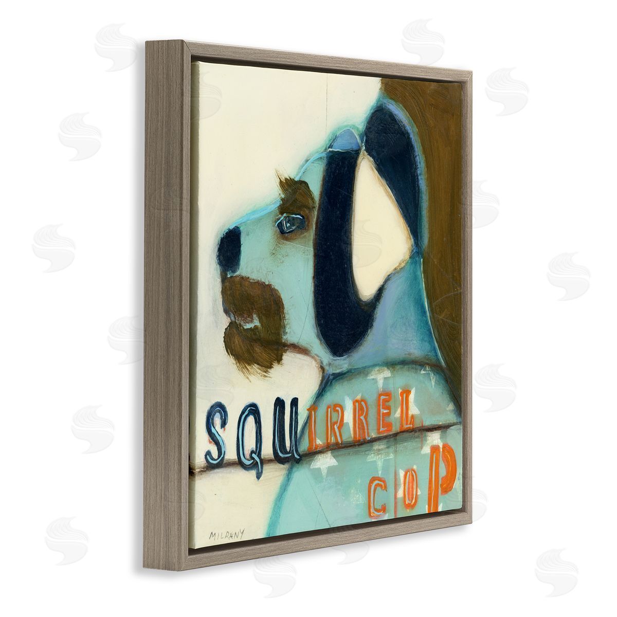 Stacy Milrany Squirrel Cop Dog Humor Canvas Wall Art Print