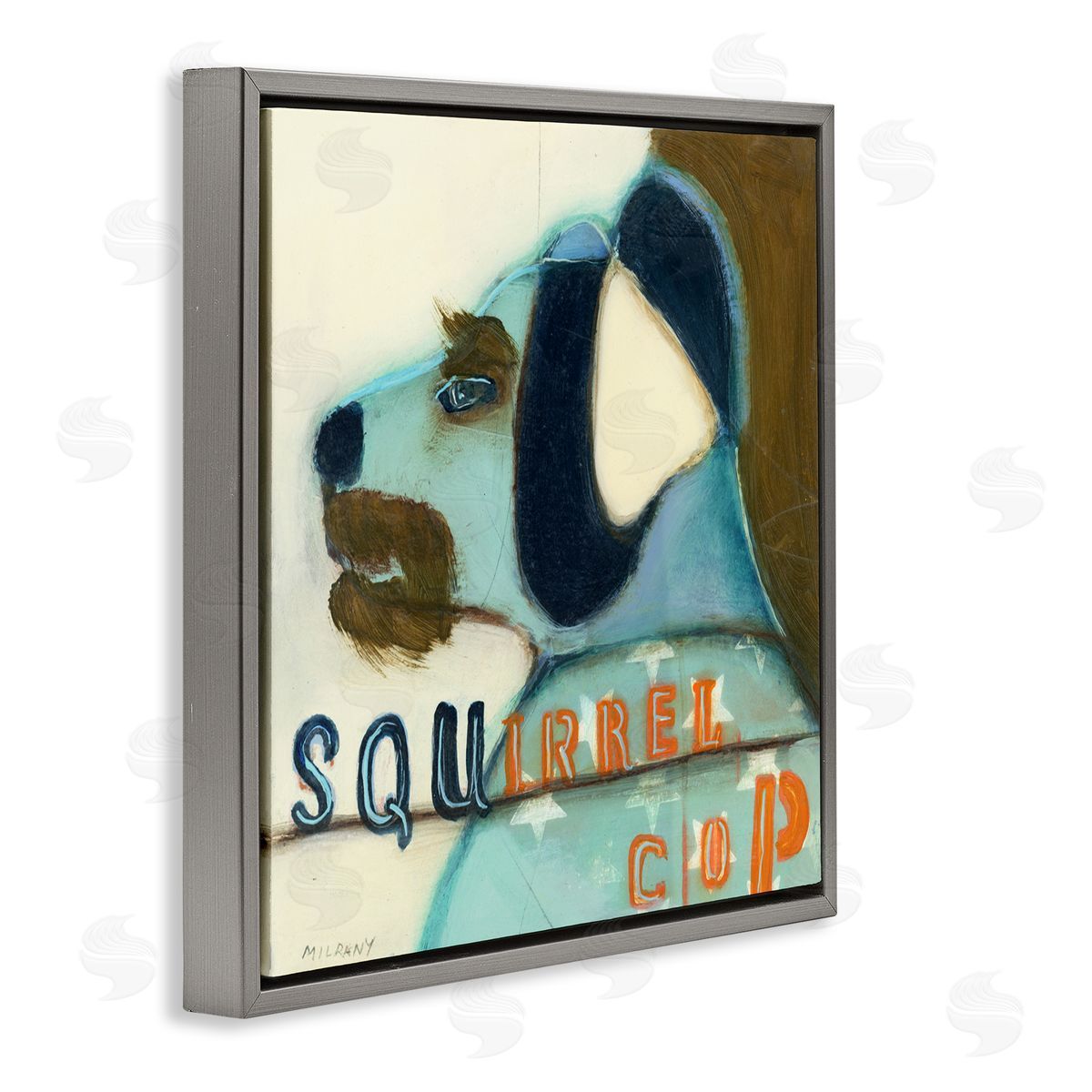 Stacy Milrany Squirrel Cop Dog Humor Canvas Wall Art Print