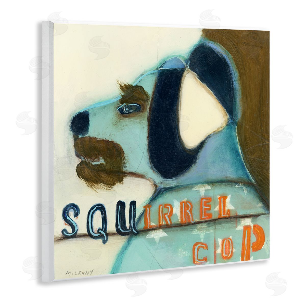 Stacy Milrany Squirrel Cop Dog Humor Canvas Wall Art Print