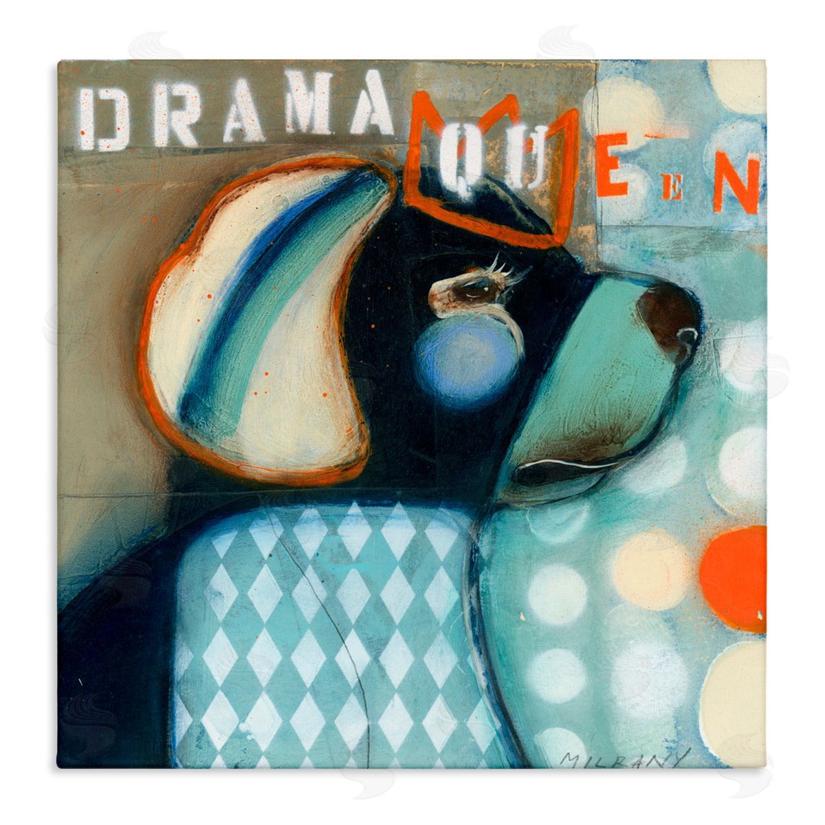 Stacy Milrany Drama Queen Dog Humor Canvas Wall Art Print