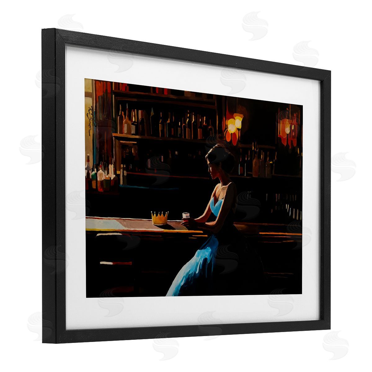 Keith Thomson Crown Royal Female at Bar Canvas Wall Art Print