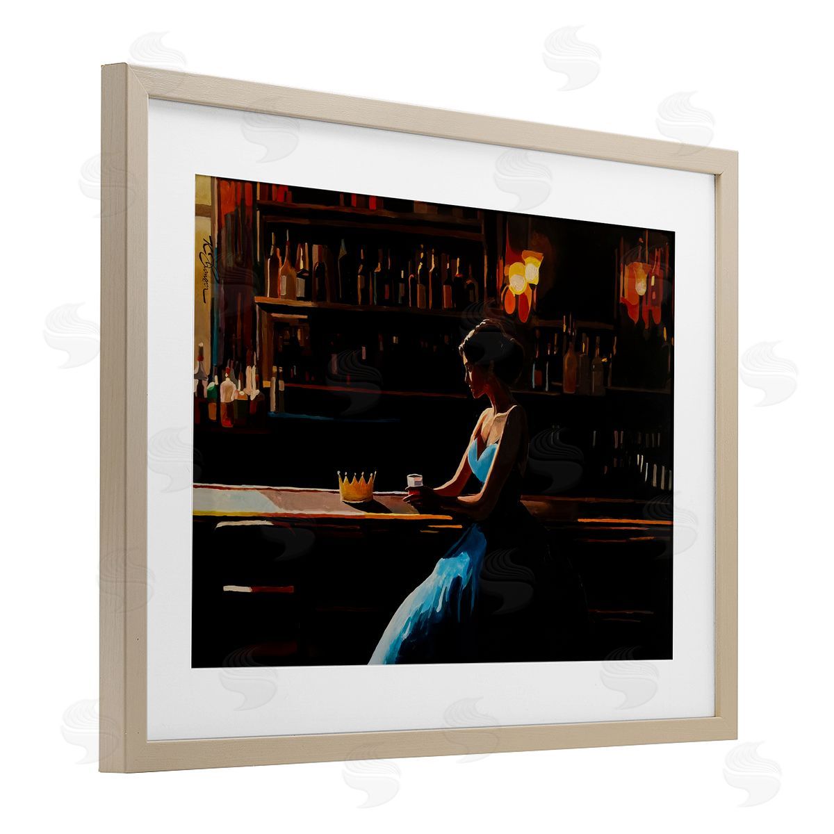 Keith Thomson Crown Royal Female at Bar Canvas Wall Art Print