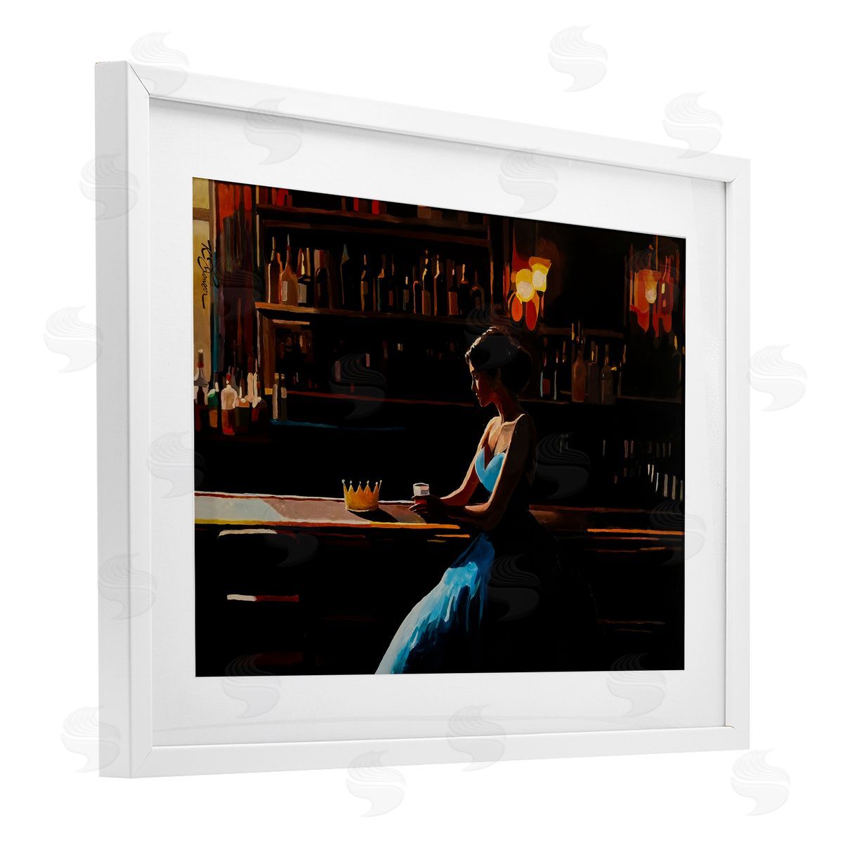 Keith Thomson Crown Royal Female at Bar Canvas Wall Art Print
