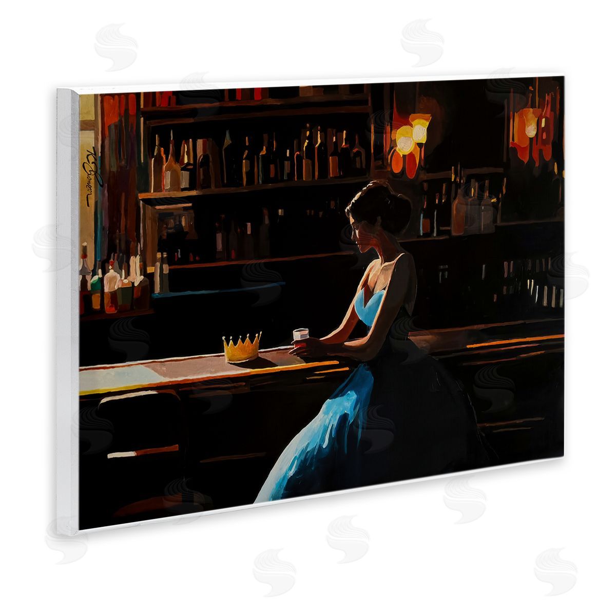 Keith Thomson Crown Royal Female at Bar Canvas Wall Art Print