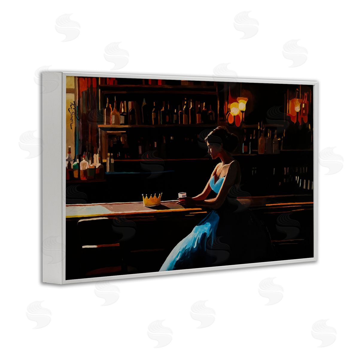 Keith Thomson Crown Royal Female at Bar Canvas Wall Art Print