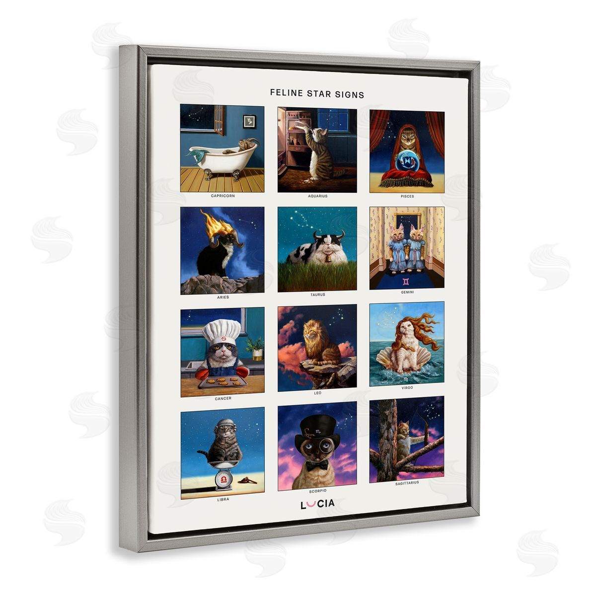 Lucia Heffernan Feline Star Sign Horoscopes Canvas Wall Art Print