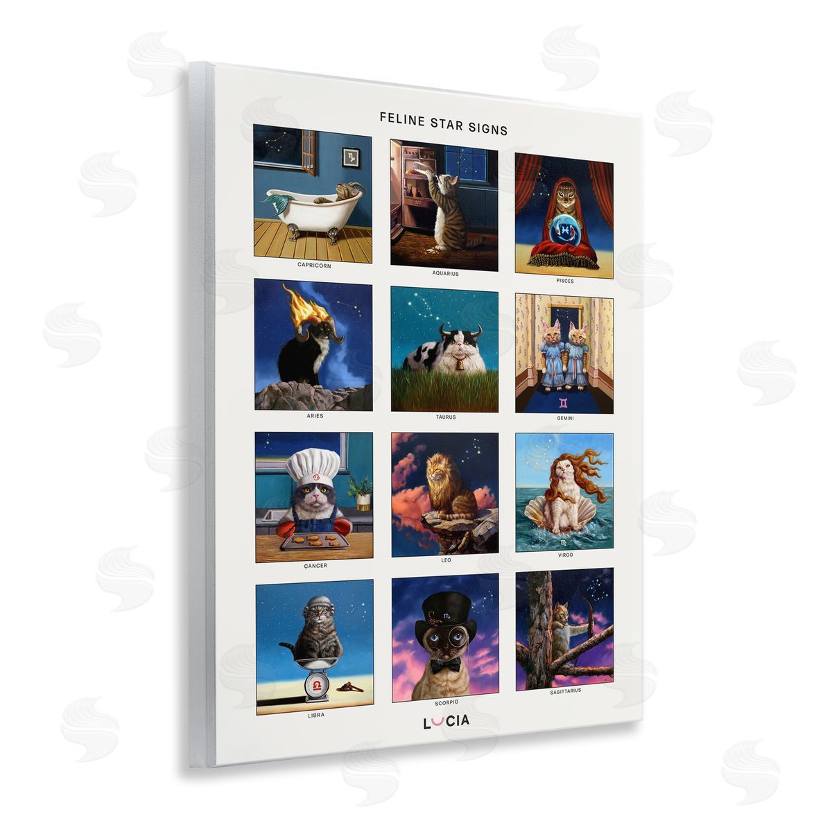 Lucia Heffernan Feline Star Sign Horoscopes Canvas Wall Art Print