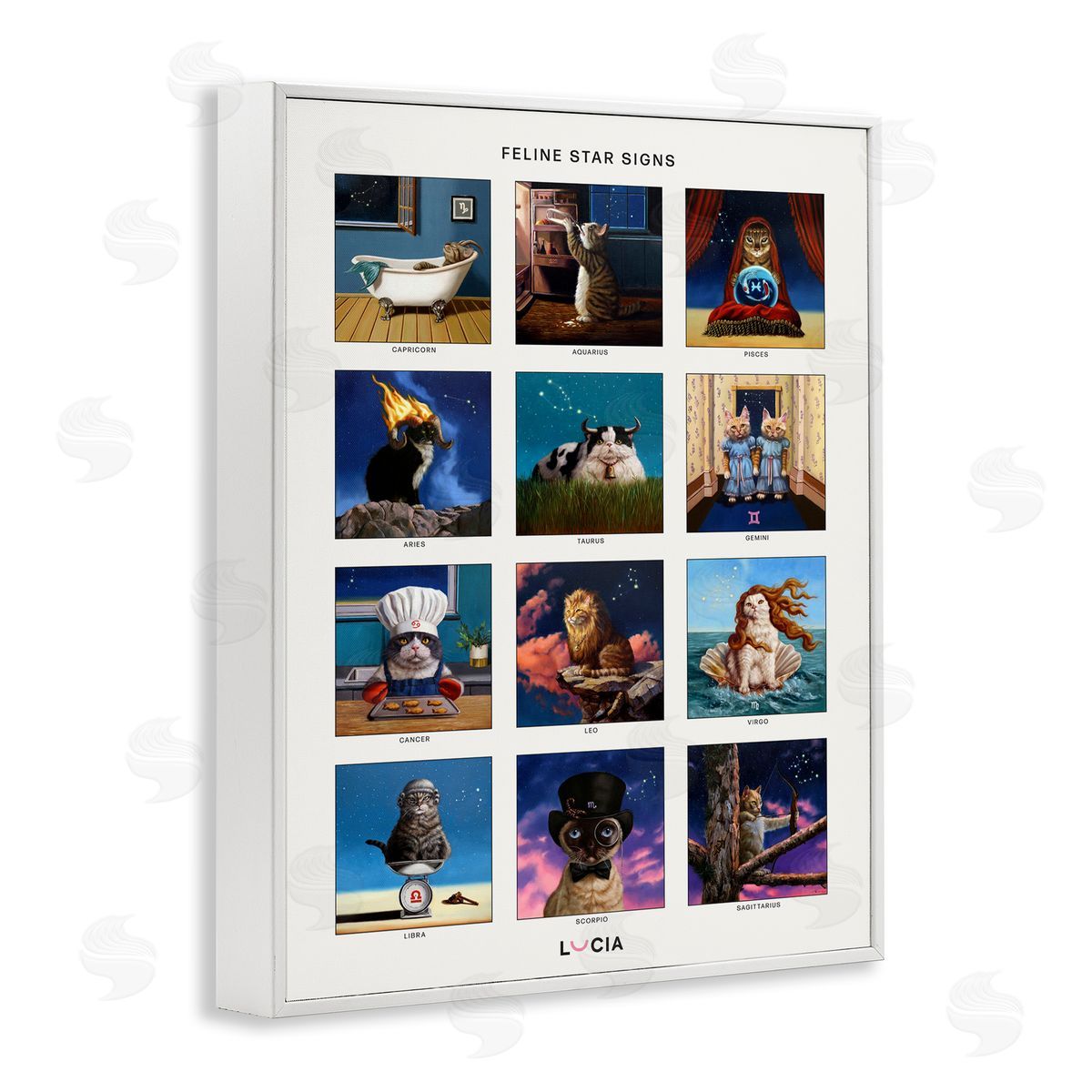 Lucia Heffernan Feline Star Sign Horoscopes Canvas Wall Art Print