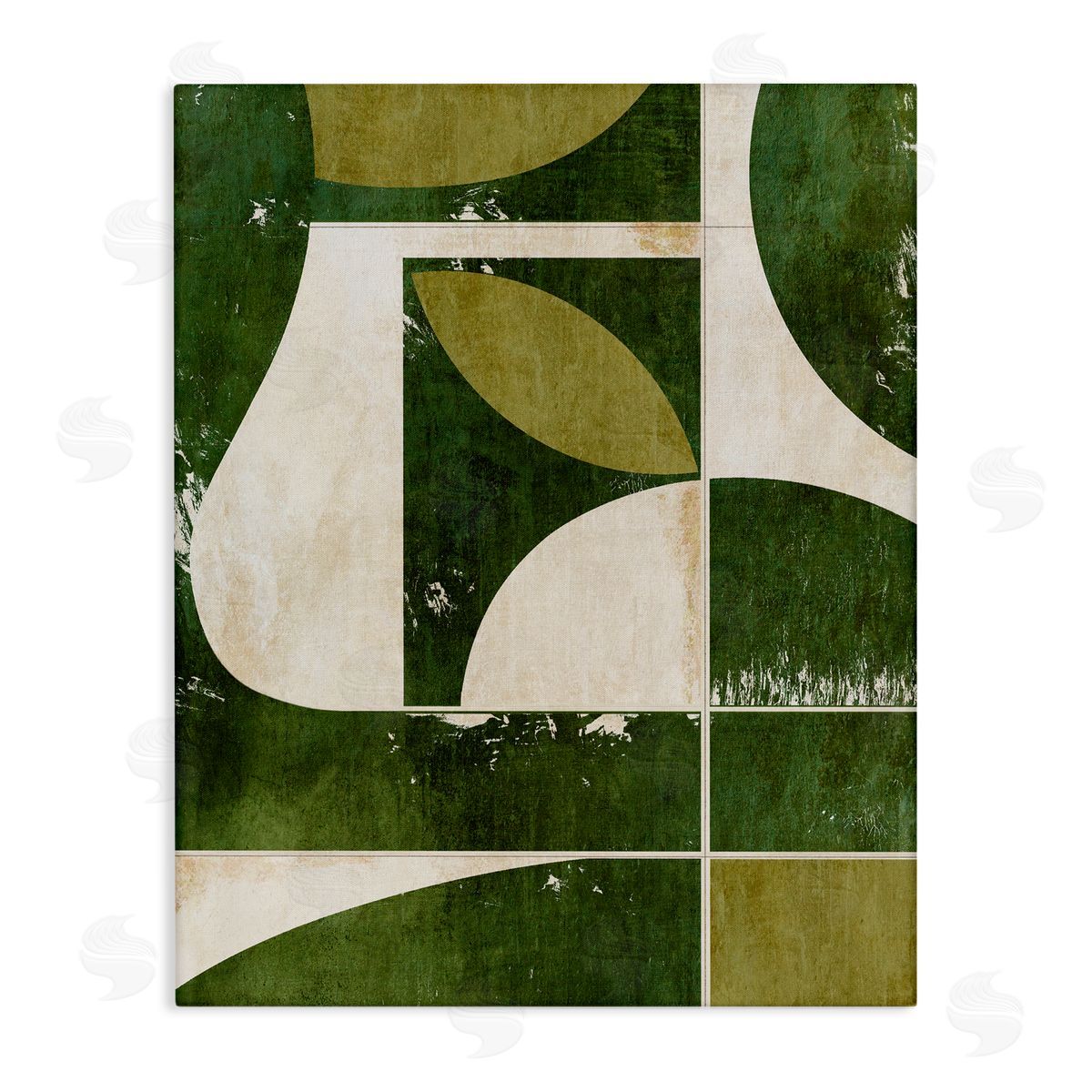 Suzanne Nicoll Earthy Green Tone Shapes Canvas Wall Art Print