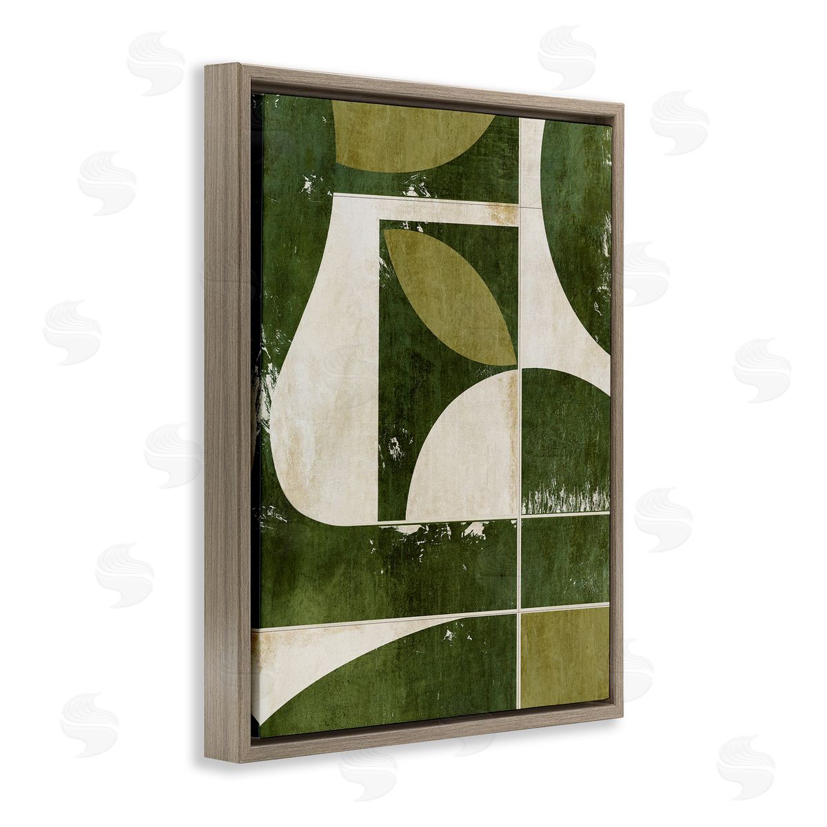 Suzanne Nicoll Earthy Green Tone Shapes Canvas Wall Art Print