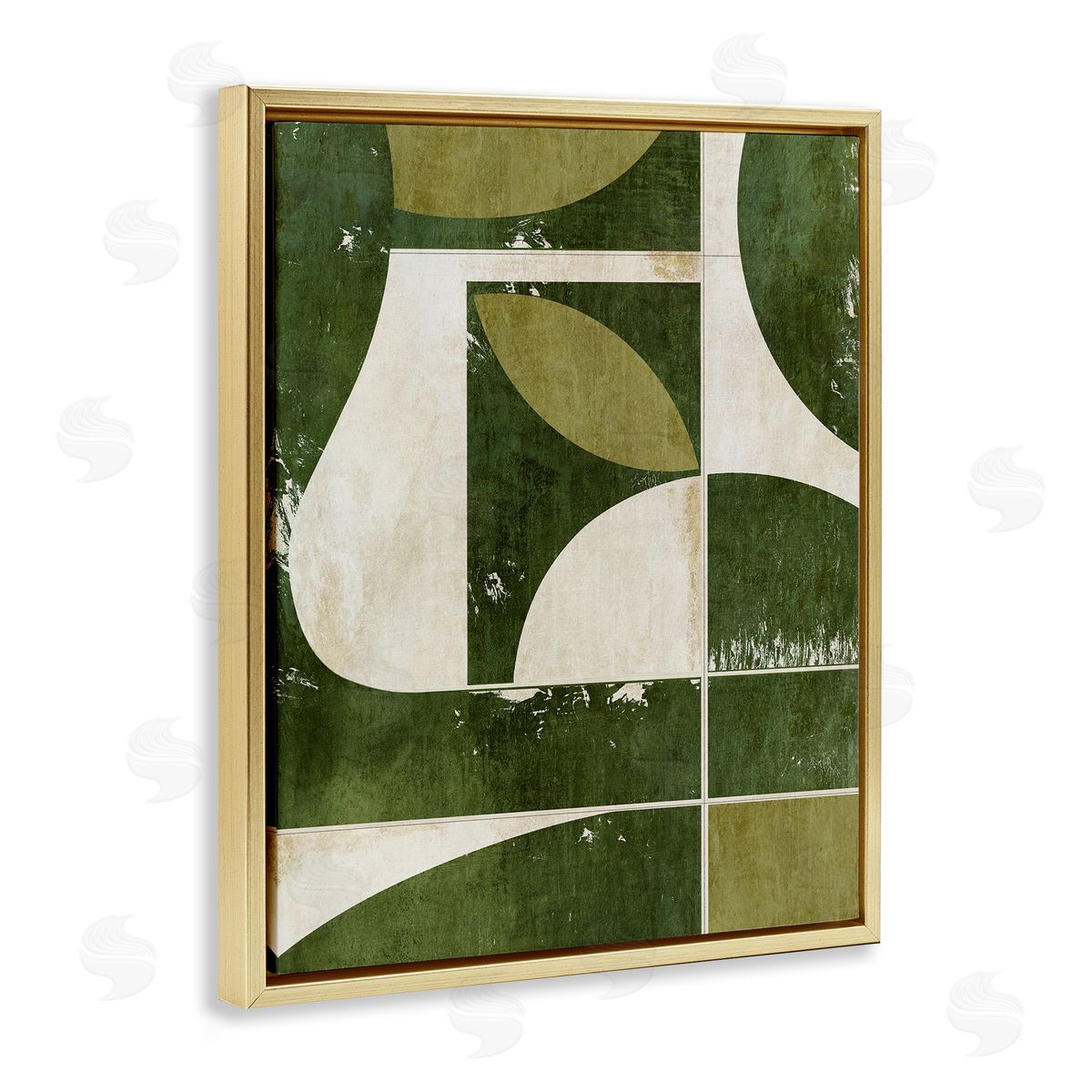 Suzanne Nicoll Earthy Green Tone Shapes Canvas Wall Art Print