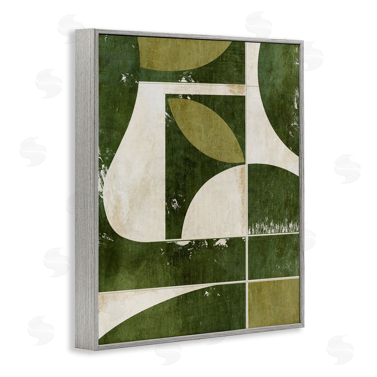 Suzanne Nicoll Earthy Green Tone Shapes Canvas Wall Art Print